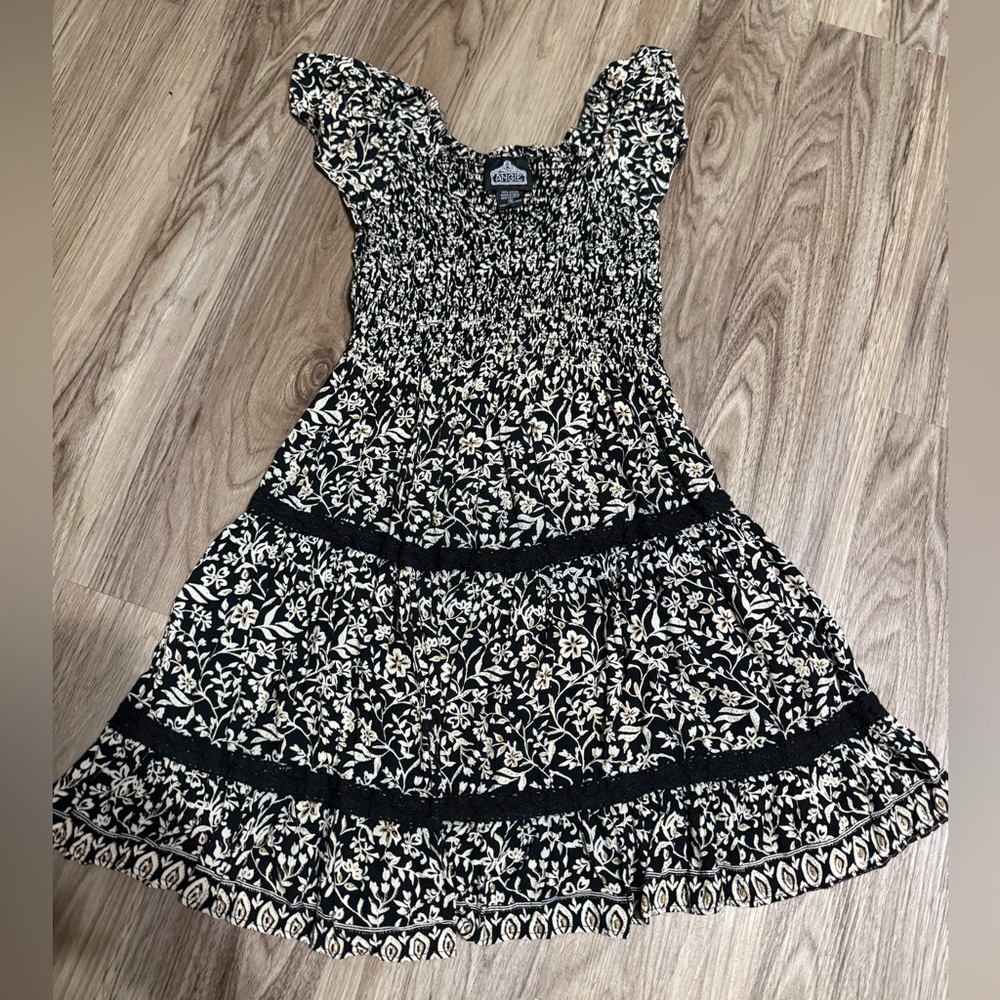 Angie Black and Cream Floral Dress